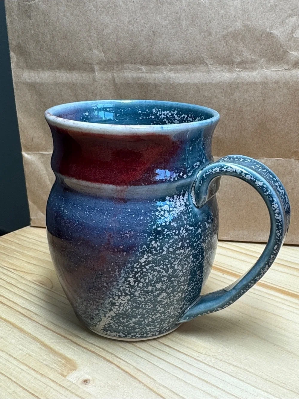 Speckled Blue Ceramic Coffee Mug with Comfortable Handle